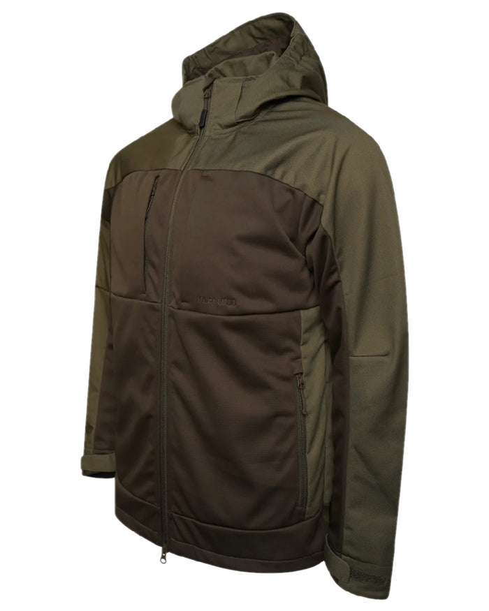 Forest Shade coloured Harehill Ridgegate Active Hybrid Jacket on white background #colour_forest-shade