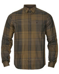 Willow Green Check Coloured Harkila Akse Long Sleeve Shirt on white background #colour_willow-green-check