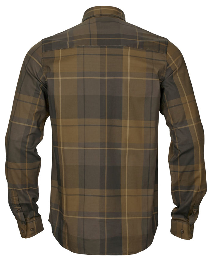Willow Green Check Coloured Harkila Akse Long Sleeve Shirt on white background #colour_willow-green-check