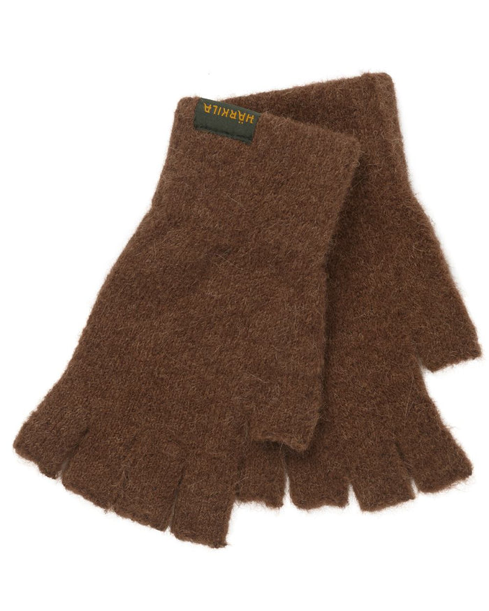 Pinecone Brown Coloured Harkila Alpacka Half Finger Gloves on white background #colour_pinecone-brown