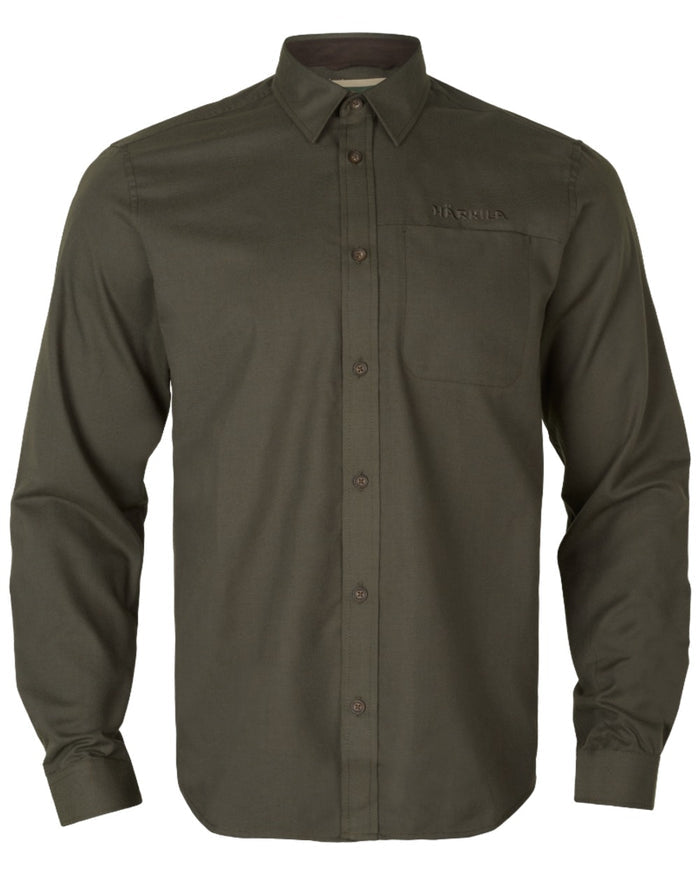 Willow Green Coloured Harkila Alto Long Sleeve Shirt on white background #colour_willow-green