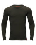 Dark Willow Green Coloured Harkila Base Active Long Sleeve O-Neck on white background #colour_dark-willow-green