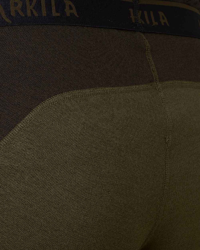 Willow Green Shadow Brown Coloured Harkila Base Warm Long Johns on white background #colour_willow-green-shadow-brown