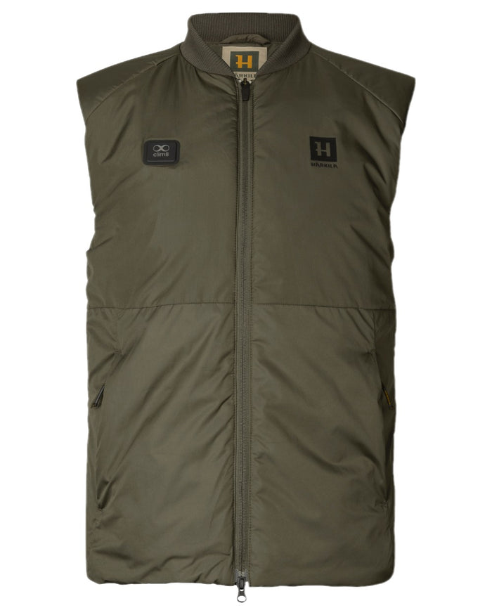 Willow Green Coloured Harkila Clim8 Base Waistcoat on white background #colour_willow-green