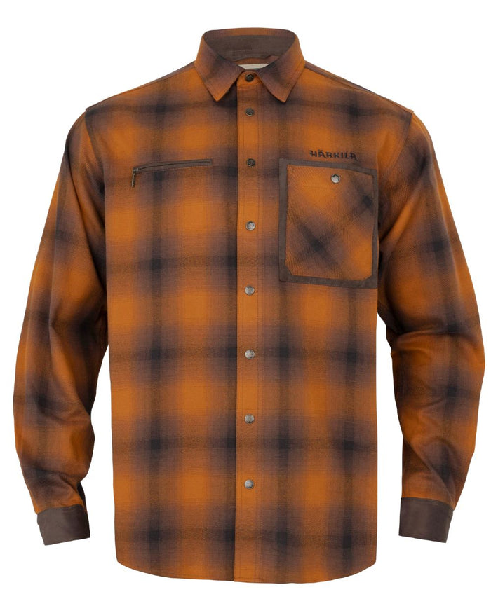 Maple Check coloured Harkila Folke Long Sleeve Shirt on white background #colour_maple-check