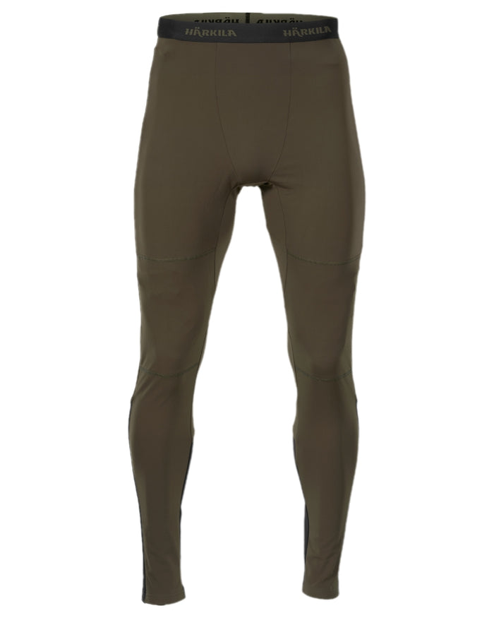 Willow Green Black Coloured Harkila Heat Long Johns on white background #colour_willow-green-black