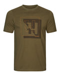 Dark Olive Coloured Harkila Mens H-Logo Short Sleeve T-Shirt on White Background
#colour_dark-olive