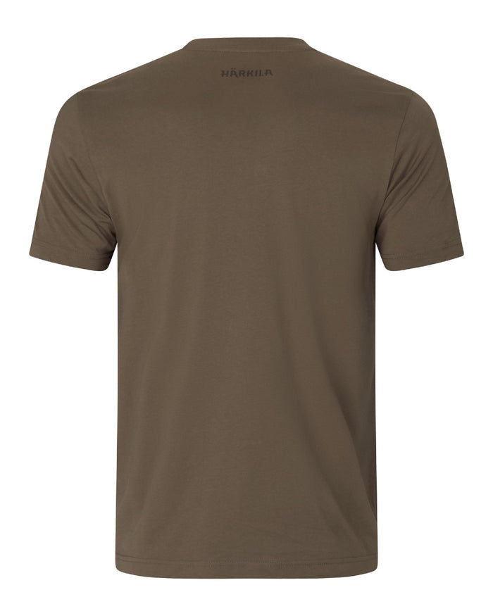 Major Brown Coloured Harkila Mens H-logo Short Sleeve T-Shirt on white background #colour_major-brown
