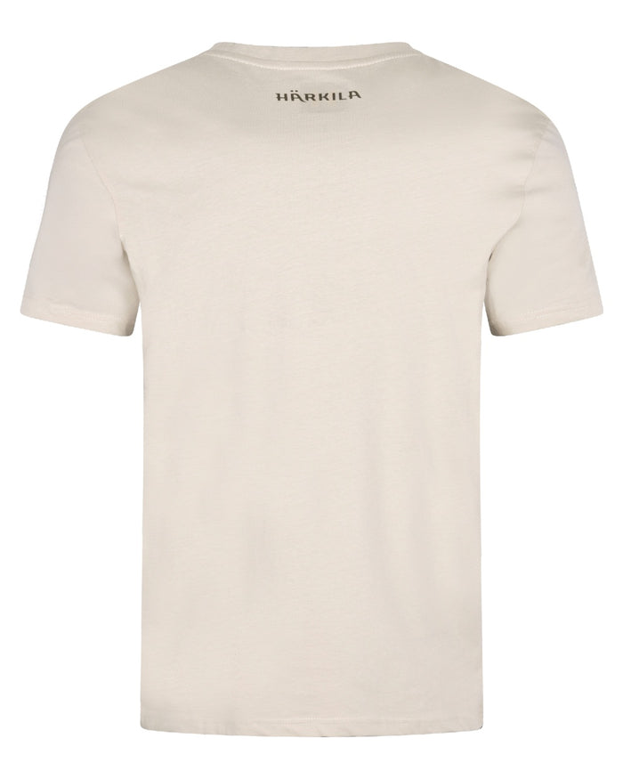 Pure Cashmere coloured Harkila Mens Heim Short Sleeve T-Shirt on white background #colour_pure-cashmere