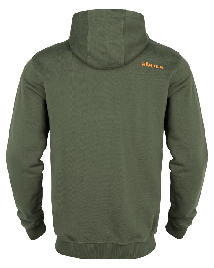 Grape Leaf Mandarin Orange coloured Harkila Mens Identity Hoodie on white background #colour_grape-leaf-mandarin-orange