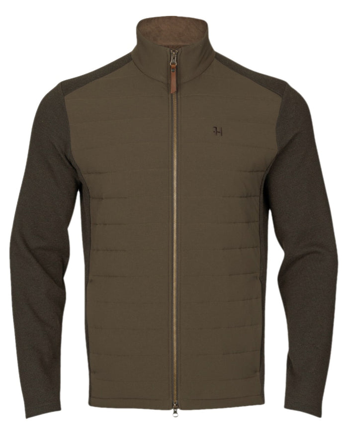 Willow Green Coloured Harkila Sandhem Pro Insulated Cardigan on white background #colour_willow-green