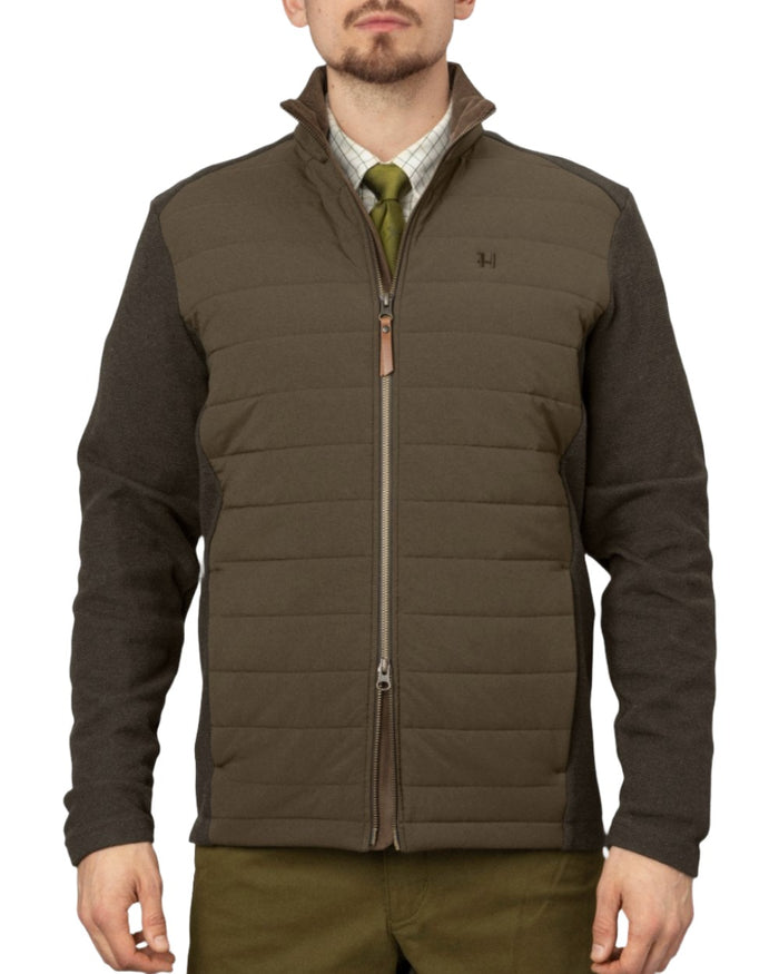 Willow Green Coloured Harkila Sandhem Pro Insulated Cardigan on white background #colour_willow-green