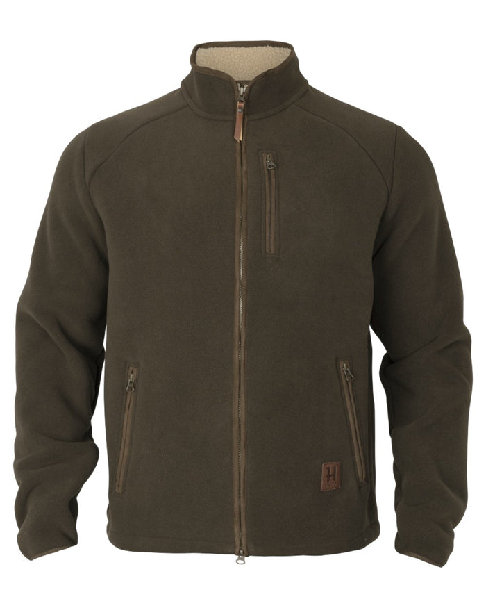 Willow Green Coloured Harkila Sandhem Sherpa Fleece Jacket on white background #colour_willow-green