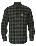 Green Check Coloured Harkila Scandinavian Long Sleeve Shirt on white background #colour_green-check