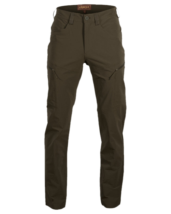 Willow Green Coloured Harkila Trail Trousers on white background #colour_willow-green