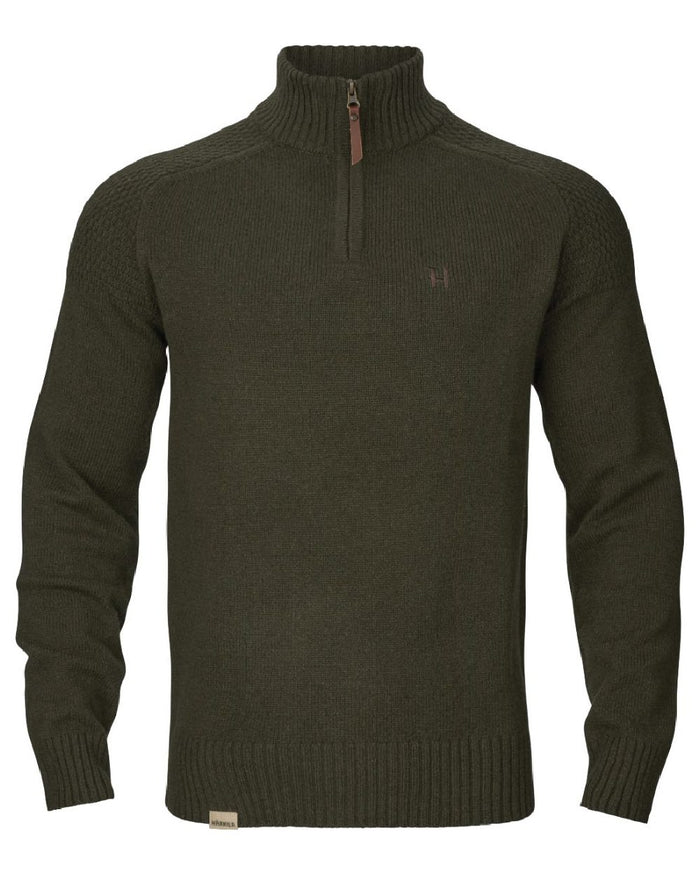 Rosin Coloured Harkila Vincent Merino Half Zip Pullover on outdoor background #colour_rosin