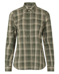 Forest Night Check coloured Harkila Womens Akeena Long Sleeve Shirt on white background #colour_forest-night-check