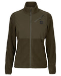 Hunting Green Willow Green Coloured Harkila Womens Fjell Fleece Jacket on white background #colour_hunting-green-willow-green