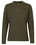 Willow Green Coloured Harkila Womens Instinct Long Sleeve T-Shirt on white background #colour_willow-green
