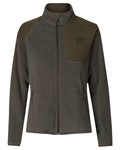 Willow Green Shadow Grey Coloured Harkila Womens Vilja Fleece Jacket on white background #colour_willow-green-shadow-grey