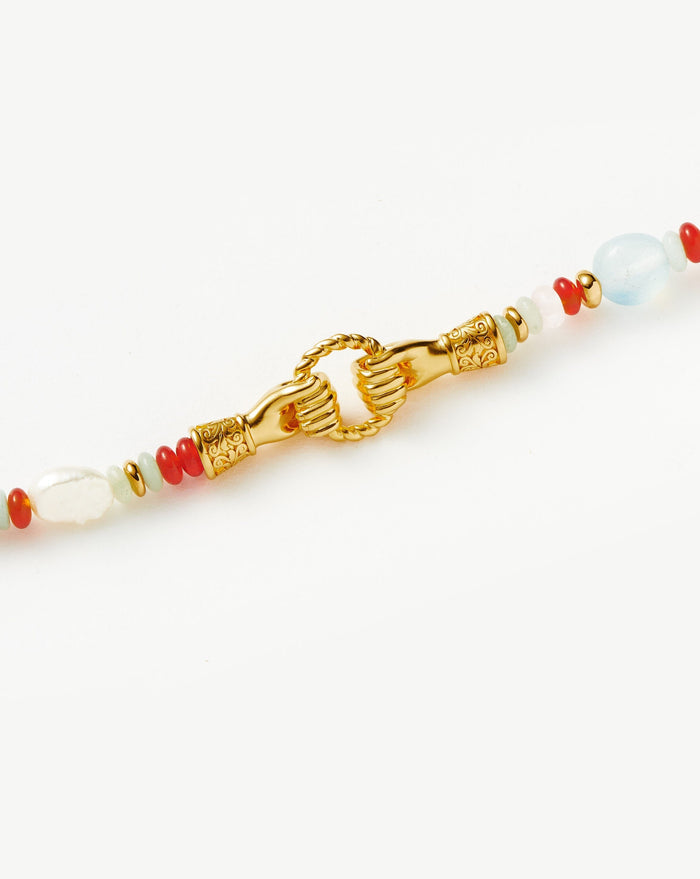 Harris Reed In Good Hands Beaded Gemstone Bracelet | 18ct Gold Plated/Multi Gemstone & Pearl Bracelets Missoma