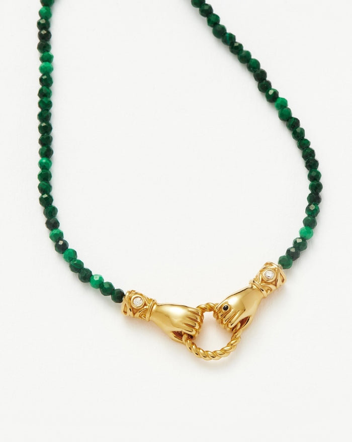 Harris Reed In Good Hands Mini Beaded Gemstone Bracelet | 18ct Gold Plated/Malachite Bracelets Missoma