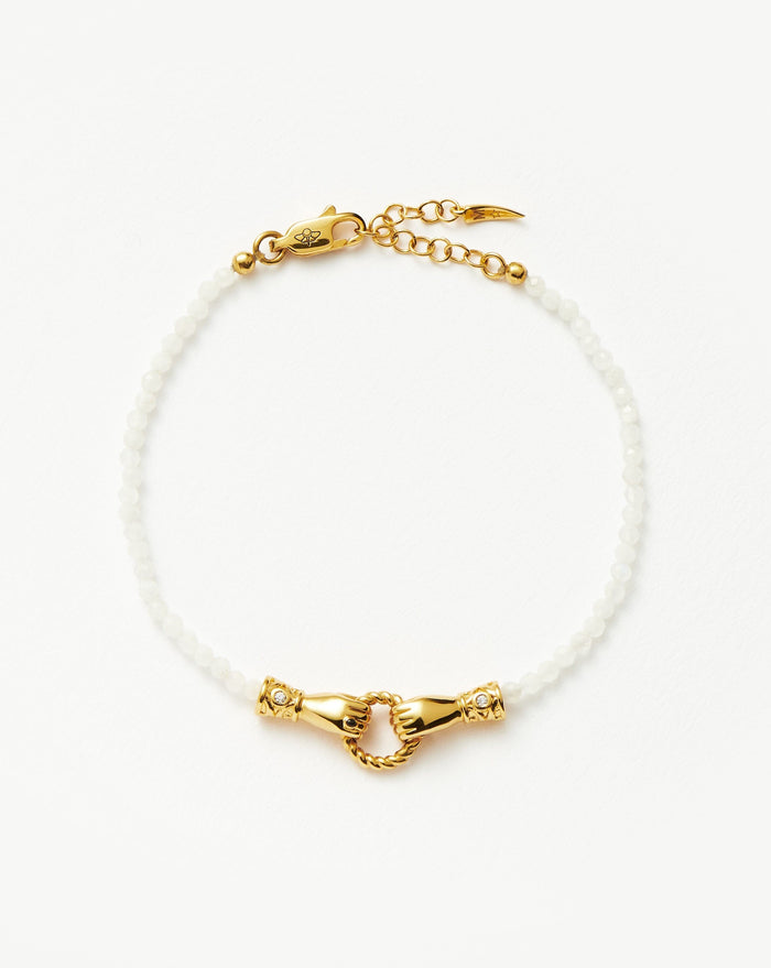 Harris Reed In Good Hands Mini Beaded Gemstone Bracelet | 18ct Gold Plated/Rainbow Moonstone Bracelets Missoma