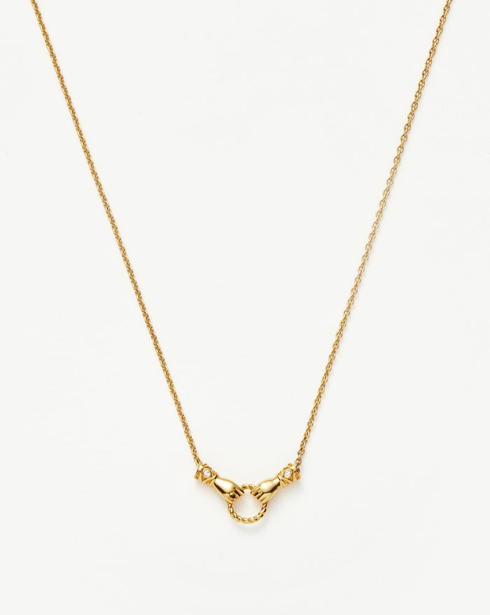 Harris Reed In Good Hands Mini Pendant Slider Necklace | 18ct Gold Plated/Cubic Zirconia & Black Onyx Necklaces Missoma