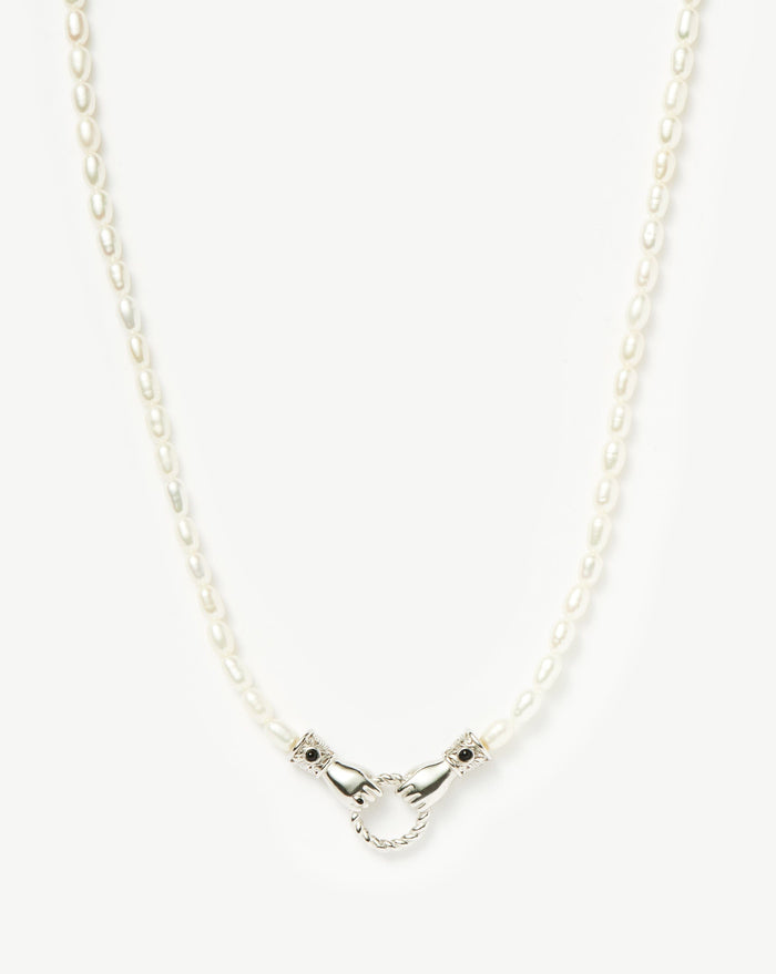 Harris Reed In Good Hands Pearl Necklace | Silver Plated/Pearl & Black Onyx Necklaces Missoma