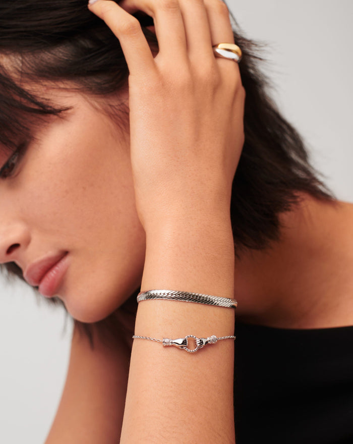 Harris Reed In Good Hands Slider Bracelet | Silver Plated/Cubic Zirconia & Black Onyx Bracelets Missoma
