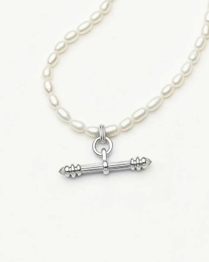 Harris Reed Pearl T-Bar Necklace | Silver Plated/Pearl Necklaces Missoma