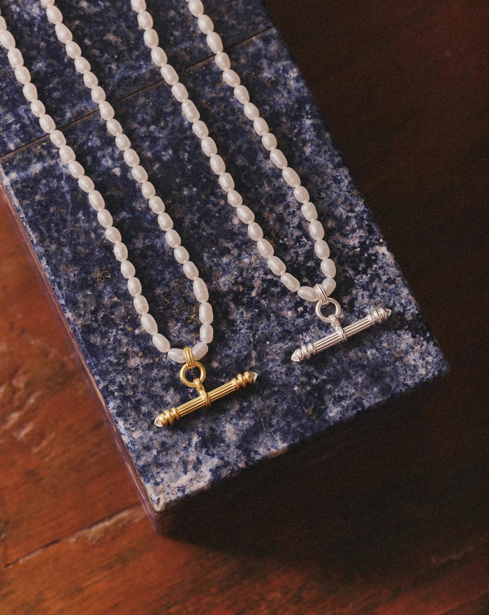 Harris Reed Pearl T-Bar Necklace | Silver Plated/Pearl Necklaces Missoma