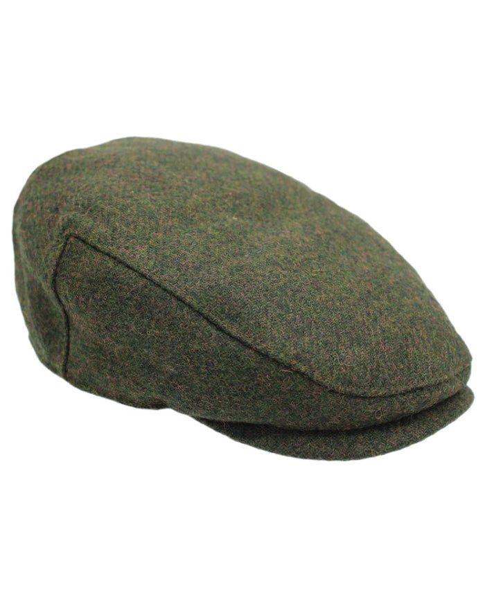 Forest Coloured Heather Selby Twill Tweed Flat Cap on white background #colour_forest