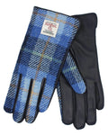 Blue Pastels Coloured Heather Womens Skye Harris Tweed And Leather Gloves on white background #colour_blue-pastels