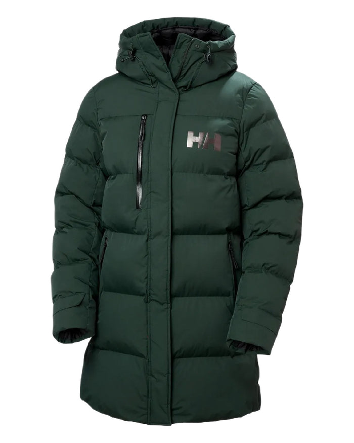 Dark Jungle Coloured Helly Hansen Adore Ladies Puffy Parka on white background #colour_dark-jungle