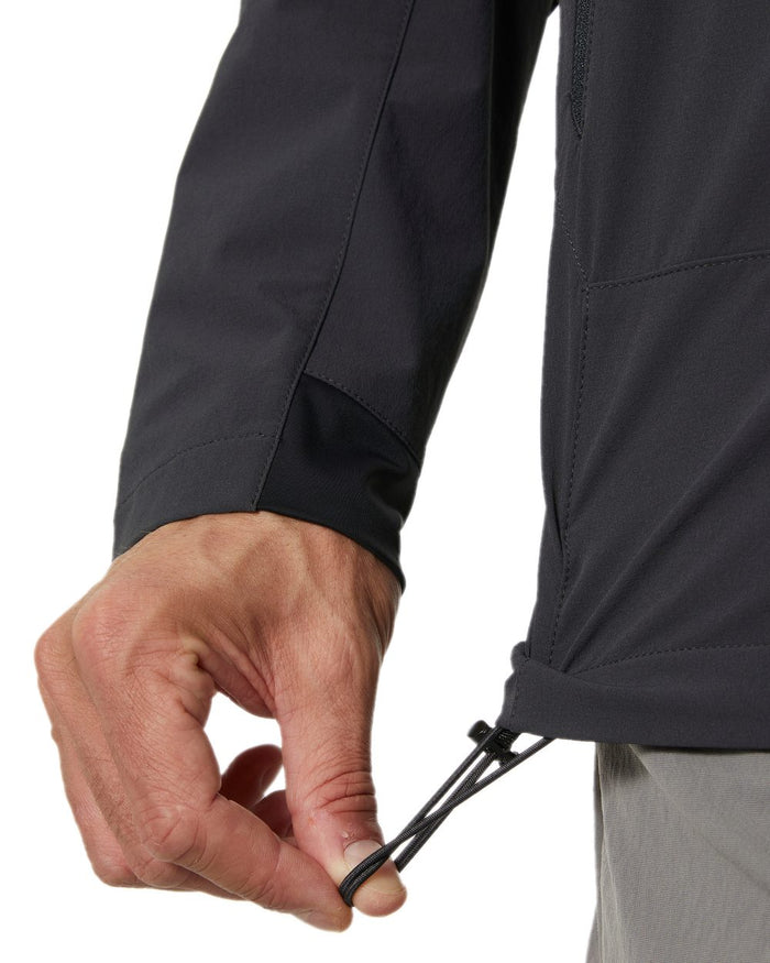 Ebony Coloured Helly Hansen Mens Blaze Hooded Softshell Jacket on white background #colour_ebony