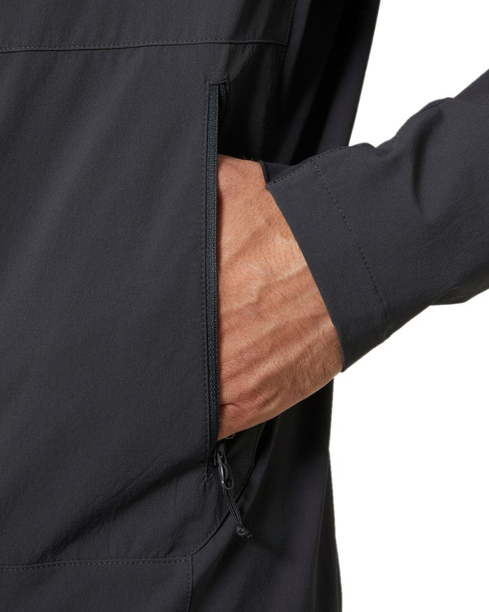Ebony Coloured Helly Hansen Mens Blaze Hooded Softshell Jacket on white background #colour_ebony