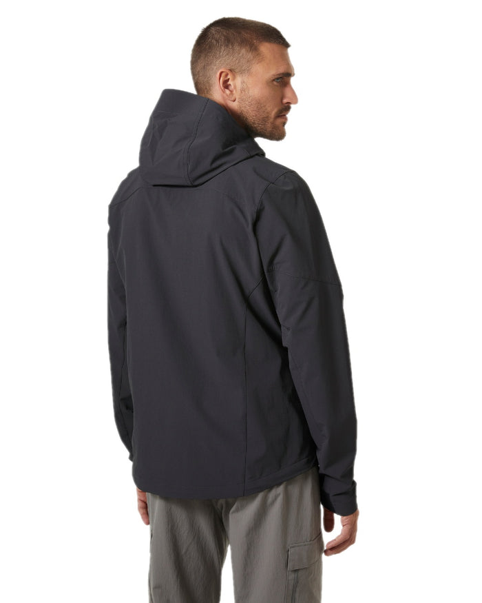 Ebony Coloured Helly Hansen Mens Blaze Hooded Softshell Jacket on white background #colour_ebony