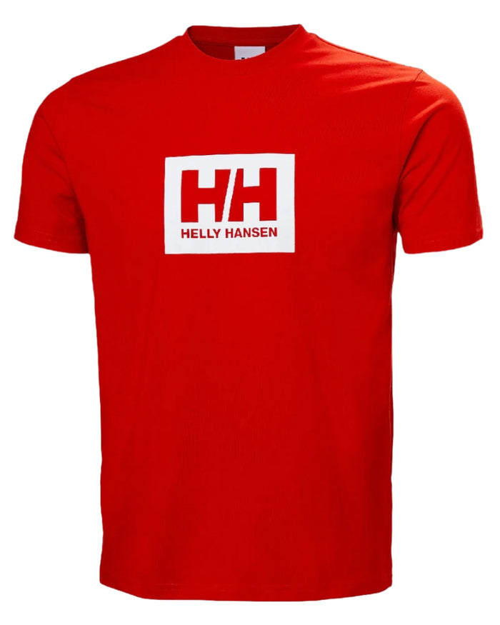 Alert Red Helly Hansen Mens Box T-Shirt 2.0 on white background #colour_alert-red