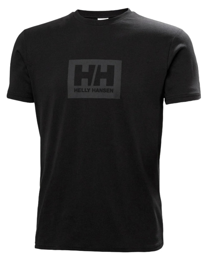 Black Helly Hansen Mens Box T-Shirt 2.0 on white background #colour_black