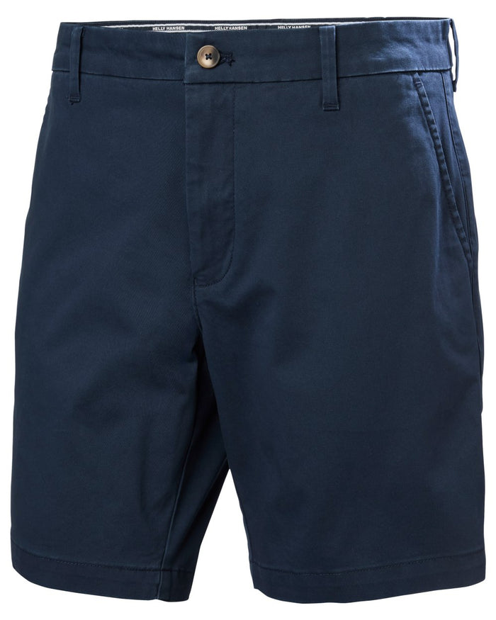 Navy coloured Helly Hansen Mens Bryggen Chino Shorts on white background #colour_navy