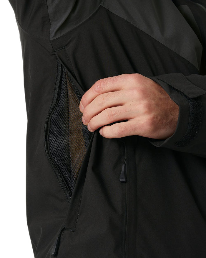 Black Coloured Helly Hansen Mens Carv Lifaloft 2.0 Jacket on white background #colour_black