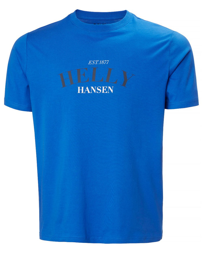 Cobalt coloured Helly Hansen Mens Core Graphic T-Shirt 2.0 on white background #colour_cobalt