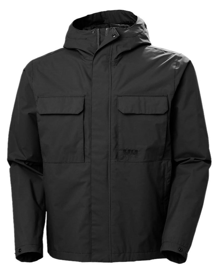 Black coloured Helly Hansen Mens Escape Rain Jacket on white background #colour_black