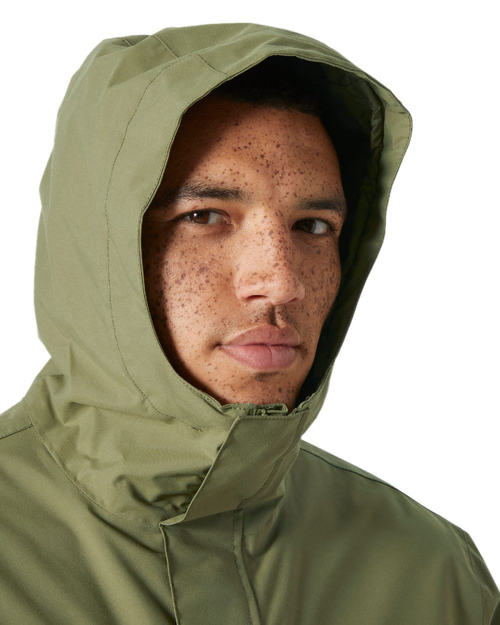 Terrain Green coloured Helly Hansen Mens Escape Rain Jacket on white background #colour_terrain-green