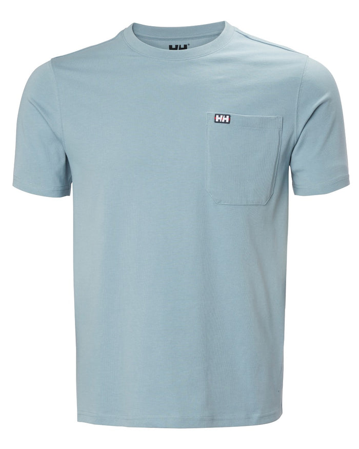 Windy Blue coloured Helly Hansen Mens Hudson T-Shirt on white background #colour_windy-blue