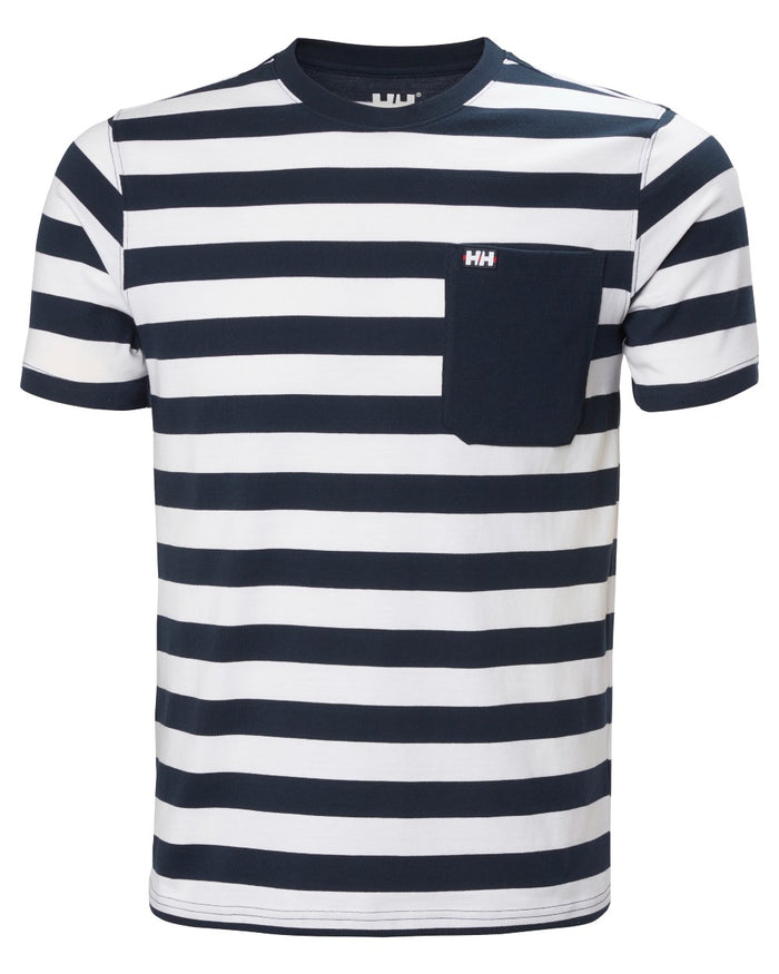 Navy Stripe coloured Helly Hansen Mens Hudson T-Shirt on white background #colour_navy-stripe