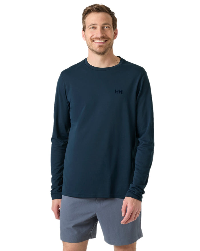 Navy Coloured Helly Hansen Mens Lifa Active Solen Base Layer on white background #colour_navy