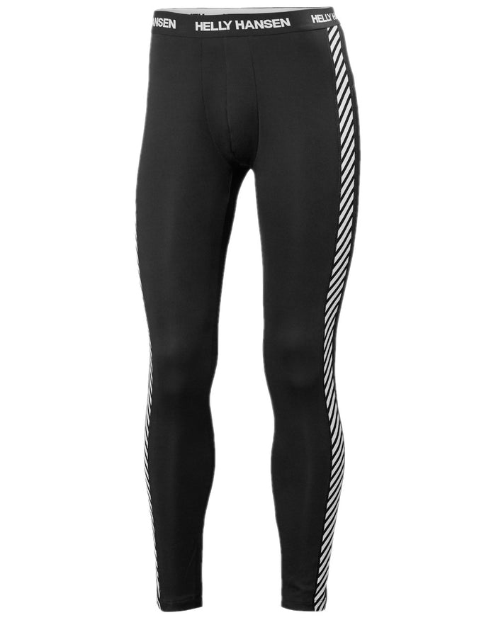 Black Coloured Helly Hansen Mens Lifa Lightweight Base Layer Pants on white background #colour_black