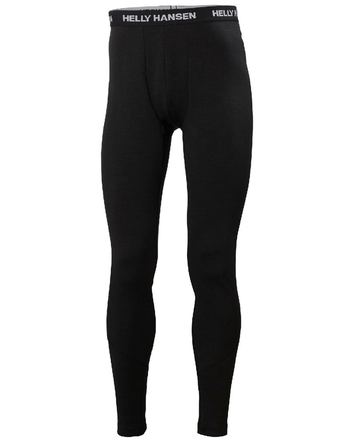 Black Coloured Helly Hansen Mens Lifa Merino Midweight 2-In-1 Base Layer Pants on white background #colour_black